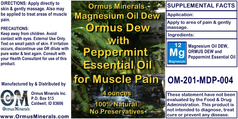 Ormus Minerals Magnesium Oil DEW Ormus Dew with Peppermint Essential Oil for Muscle Pain